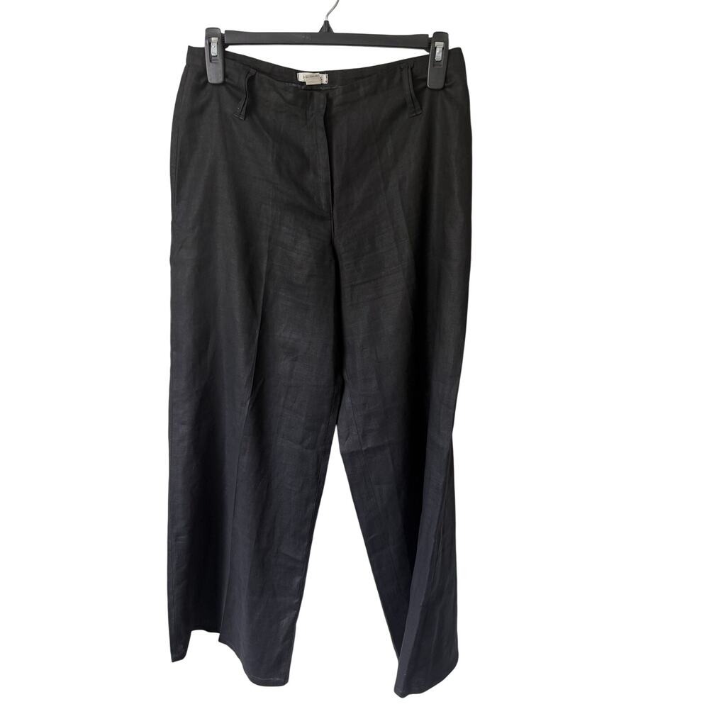 Harold’s Black Linen Wide Leg Pants Size 10 Minimalist Casual Office Luxury